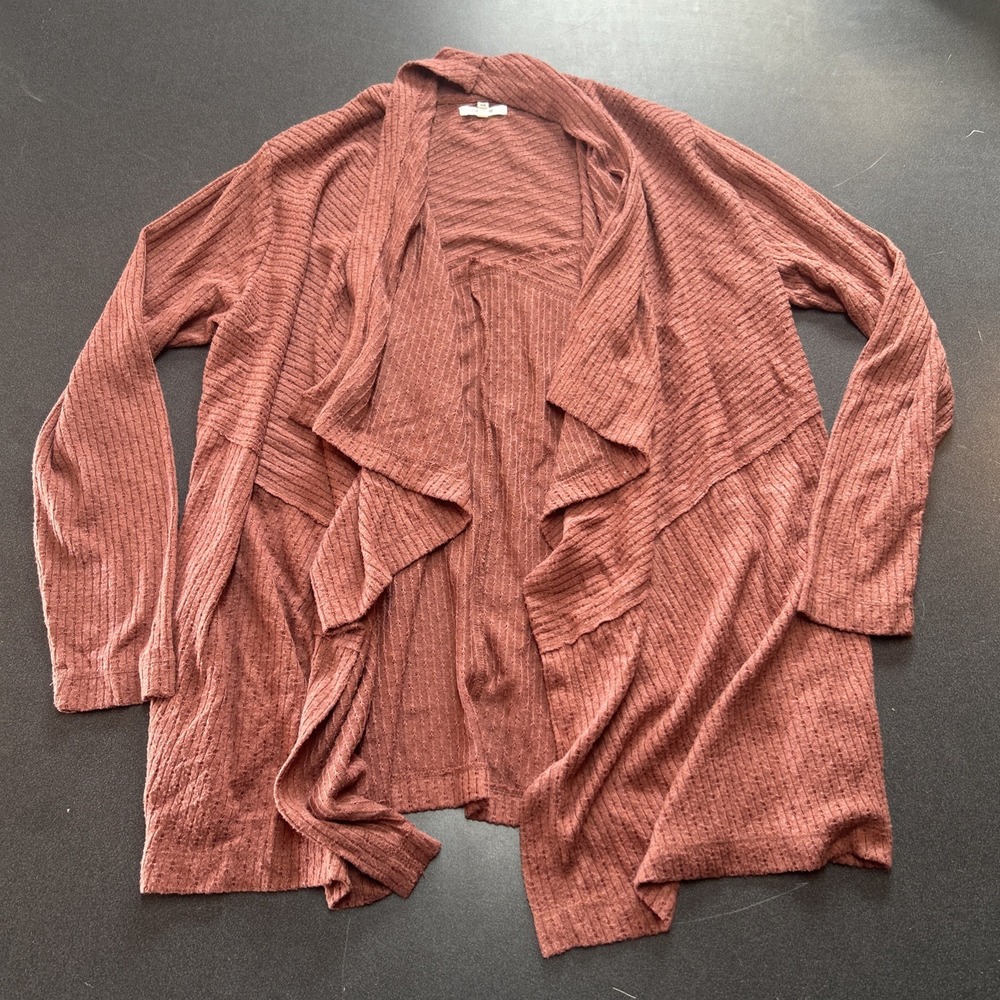 Maurices Cardigan Sweater Knit 0X Gray Open Front Waterfall Long Line Cozy